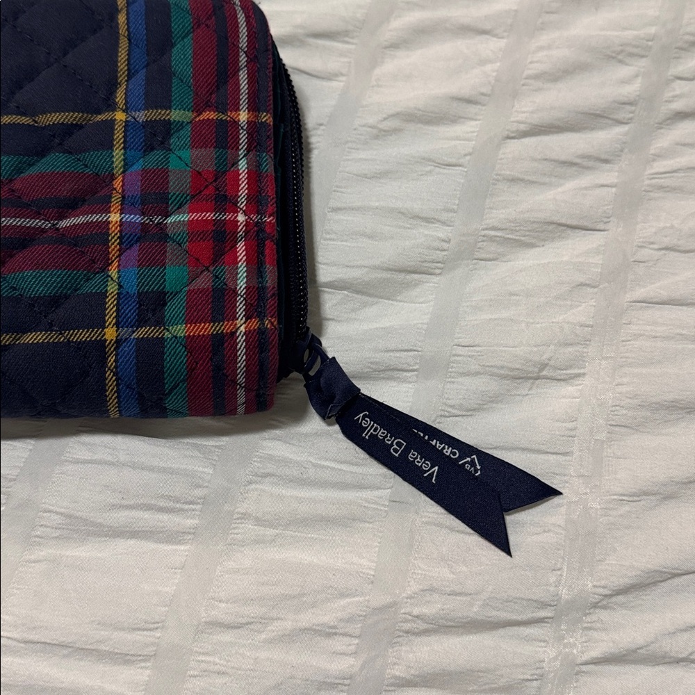 Plaid Quilted Wallet with Zip Closure - Picture 4 of 5
